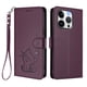thumbnail image 1 of Funda Billetera con Relieve de Gato para iPhone 15 Pro, Morado Oscuro, 1 of 6