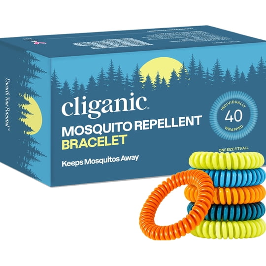Pulseras Repelentes De Mosquitos Cliganic Paquete De 40 Sin Deet
