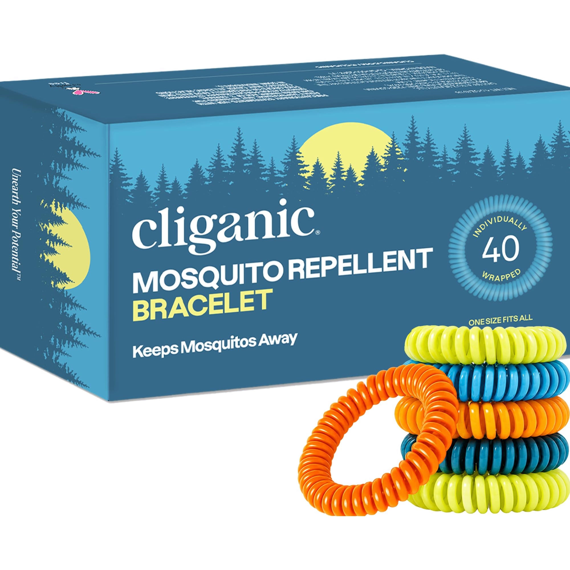 Pulseras Repelentes De Mosquitos Cliganic Paquete De 40 Sin Deet