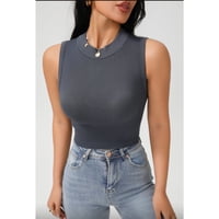 Likeshop - Polera Corta Mujer Top Sin Manga Full Elasticada Cuello Alto 9009
