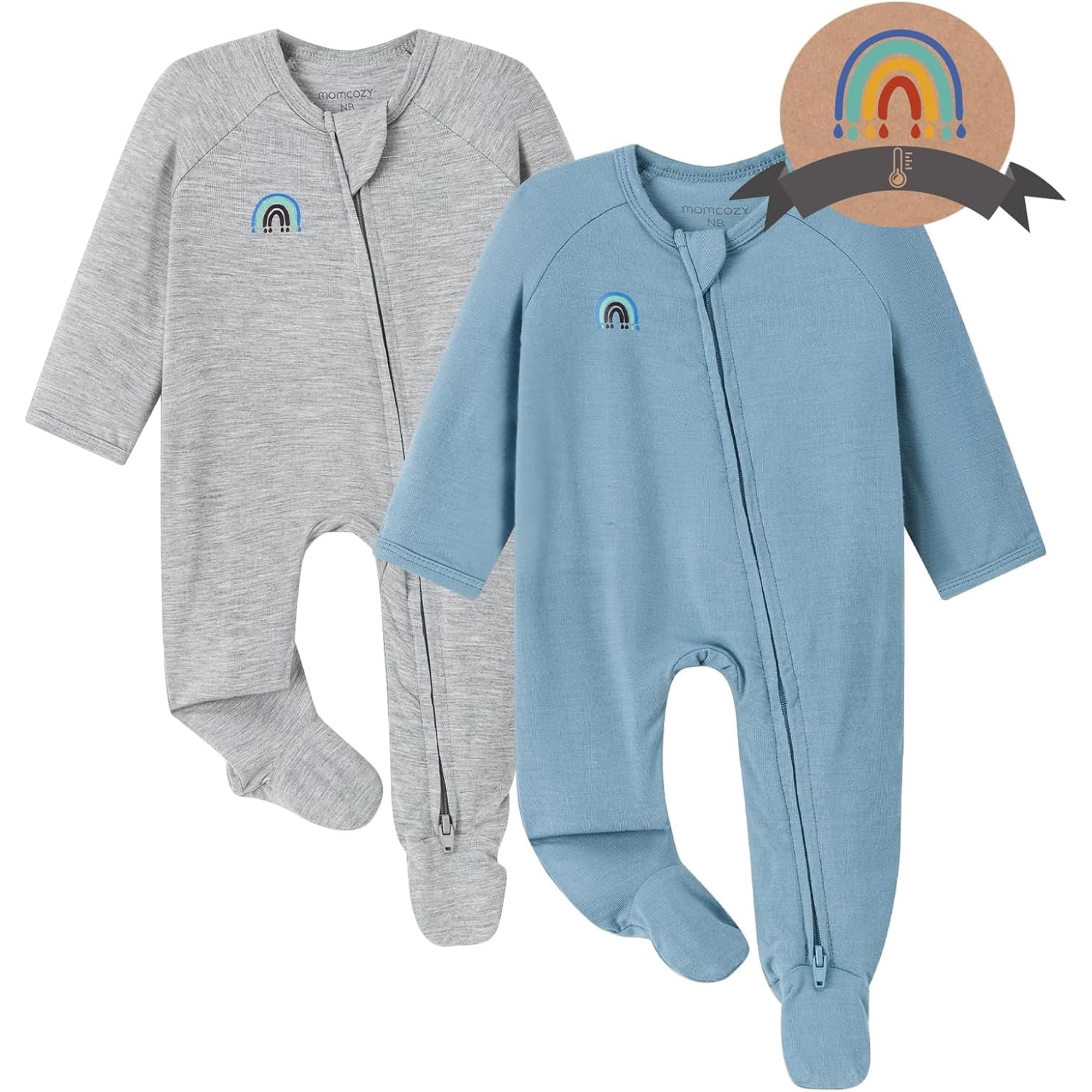 Conjunto Body Momcozy 3-6 Meses Azul + Gris