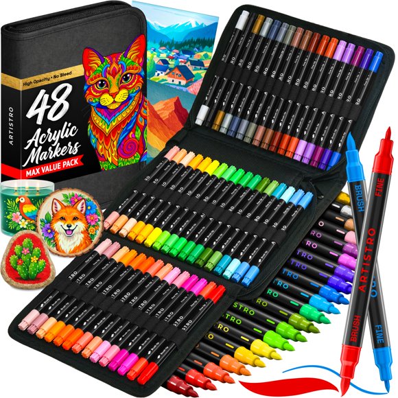 Marcadores ARTISTRO para Pintura Acrílica, 48 Colores