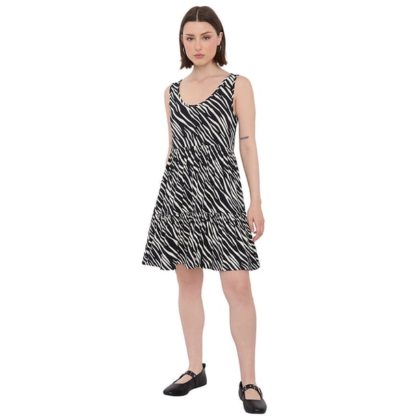 Vestido Mujer Rib Corto Print Cebra Corona