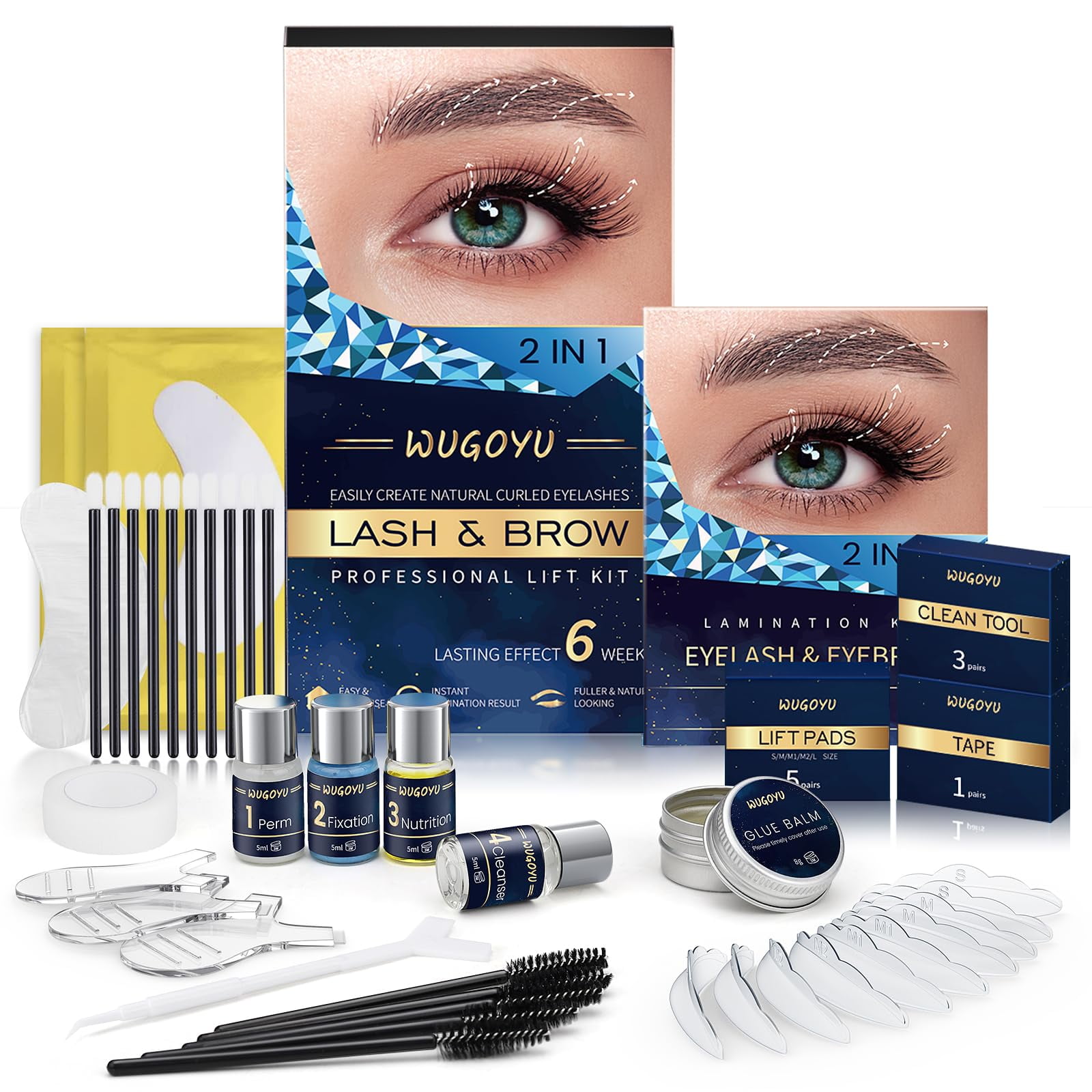 Kit De Estiramiento De Pestañas, Kit De Laminación De Cejas, Kit De Permanente De Pestañas Wugoyu