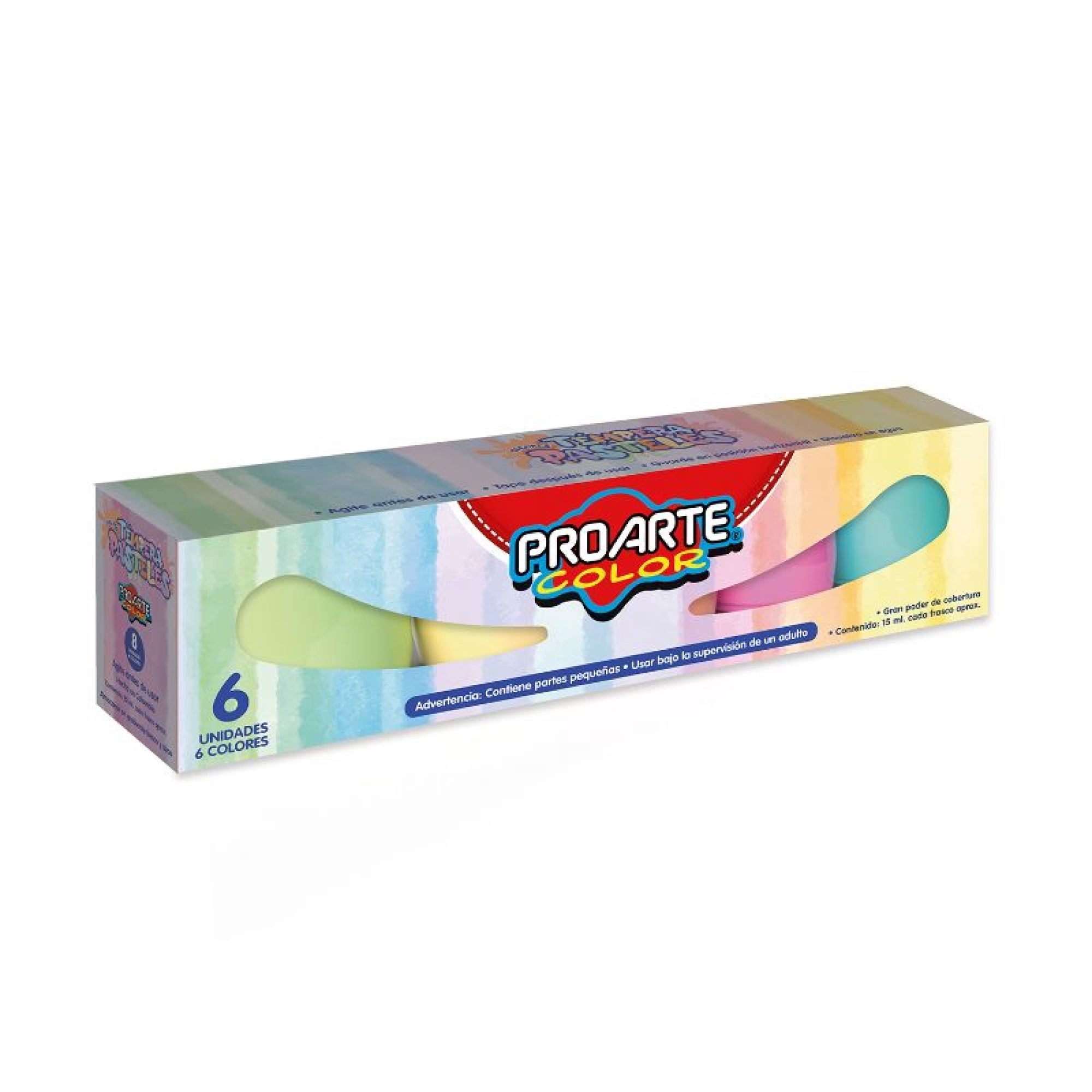 Témperas Pastel, 6 Colores 15 Ml 1 Un Proarte