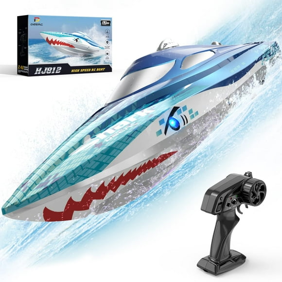 Barco de carreras RC DEERC totalmente proporcional con LED de más de 20 MPH