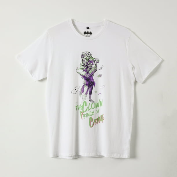 Polera Manga Corta Hombre Prince of Crime Blanco DC Comics