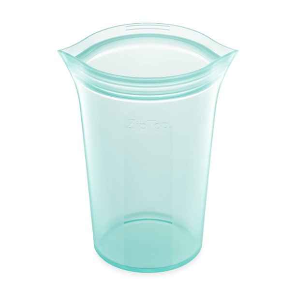 Bolsas de almacenamiento de alimentos reutilizables con cierre en la parte superior, taza grande de silicona verde azulado