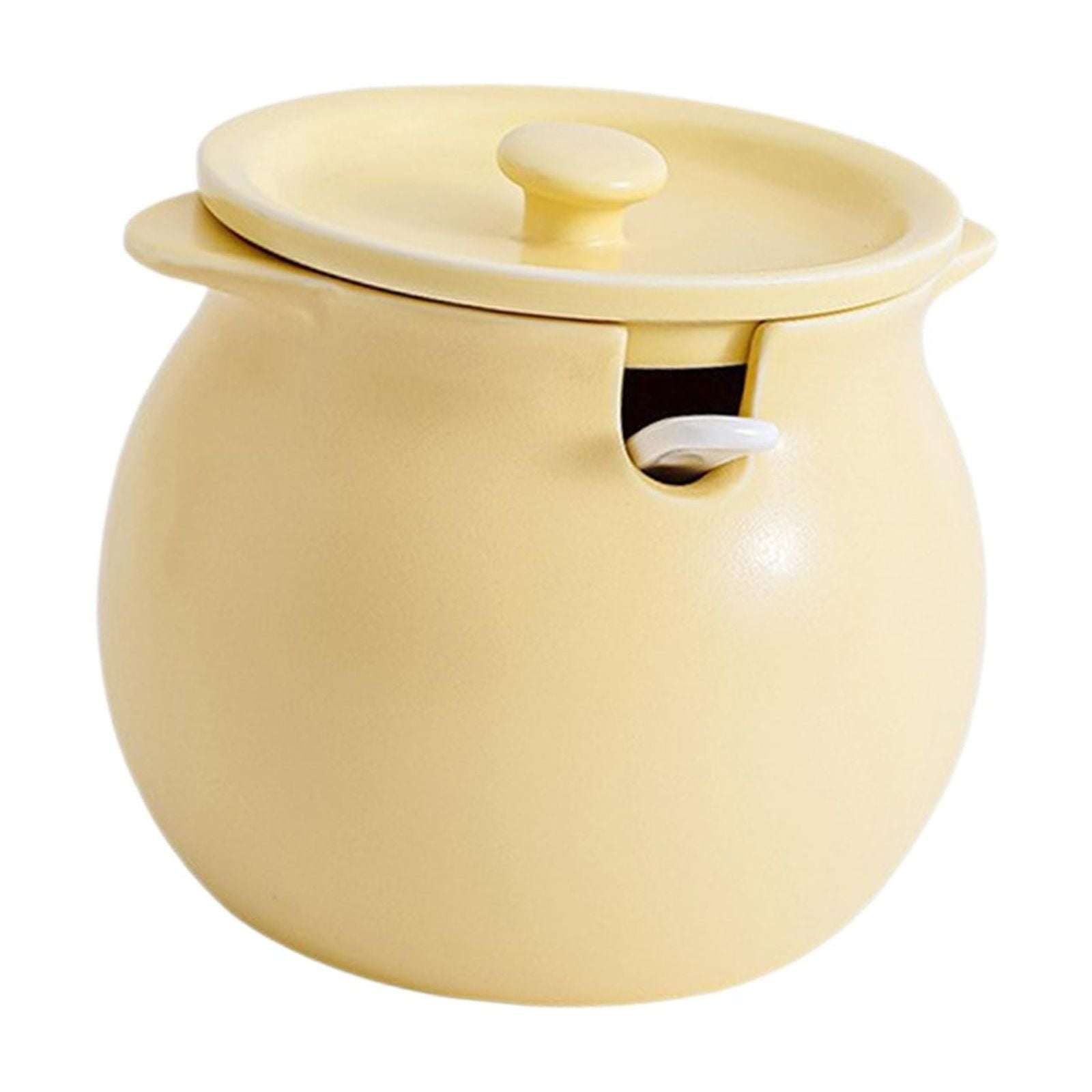 Bothyi - Recipiente De Cocina Con Tapa, Cuchara, Almacenamiento De Alimentos, Tarro De Condimentos, Recipiente De Cerámica M Amarillo