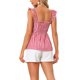 thumbnail image 3 of INSPIRE CHIC Blusa de Cuadros con Peplum para Mujer de Regreso a Clases Cuello Cuadrado Sin Mangas Verano M Rojo, 3 of 6