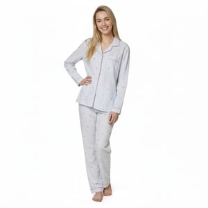 Likeshop - Pijama Mujer Manga Larga Botones Diseños Colores 107