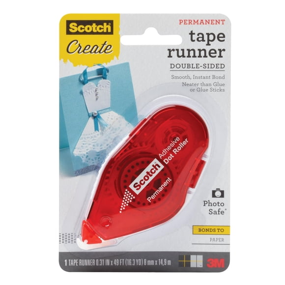 Tape Runner Scotch de doble cara, 3,1 cm x 15 m, permanente, paquete de 1 unidad