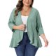 thumbnail image 1 of Agnes Orinda Cárdigans de Talla Grande para Mujeres para la Escuela y el Día de San Patricio con Volantes, Frente Abierto, Manga 3/4, Tejido de Punto con Ojal, Cubierta Casual 1X Verde, 1 of 6