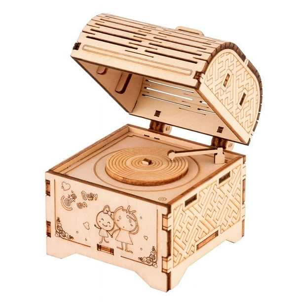 DIY 3D Wooden Puzzle Piano Music Box Model Kits Toys For Children, Hand Shake Assembly Toy Gifts, Creative Stem Toys Kit Gift For Kids