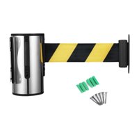 Ioensy - Barrera De Seguridad Retráctil Para Pared, Barrera De Control De Multitudes Para Bancos Y Oficinas, 5 M, Color Amarillo Y Negro