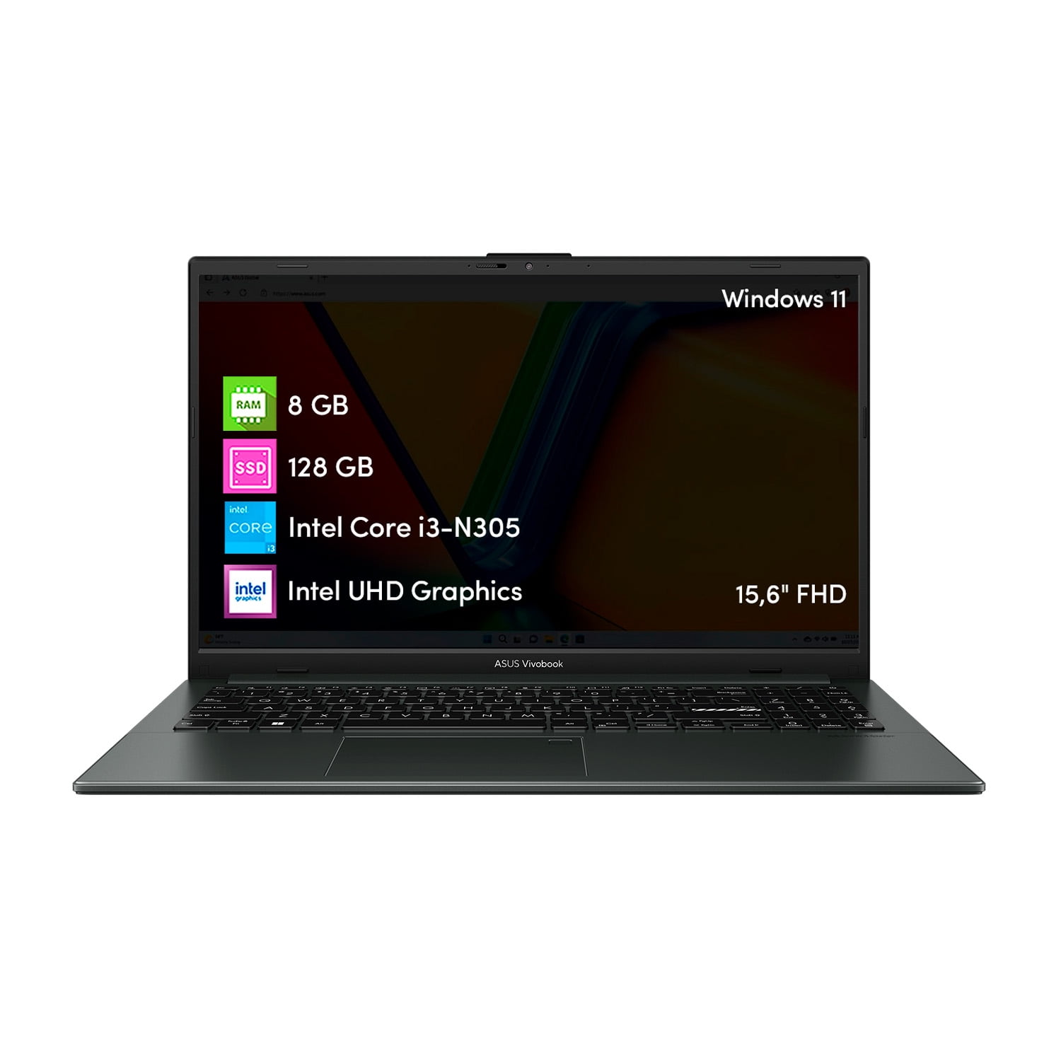 Notebook Asus Vivobook Go Intel Core I3 8gb 128gb Ssd 15.6' Fhd