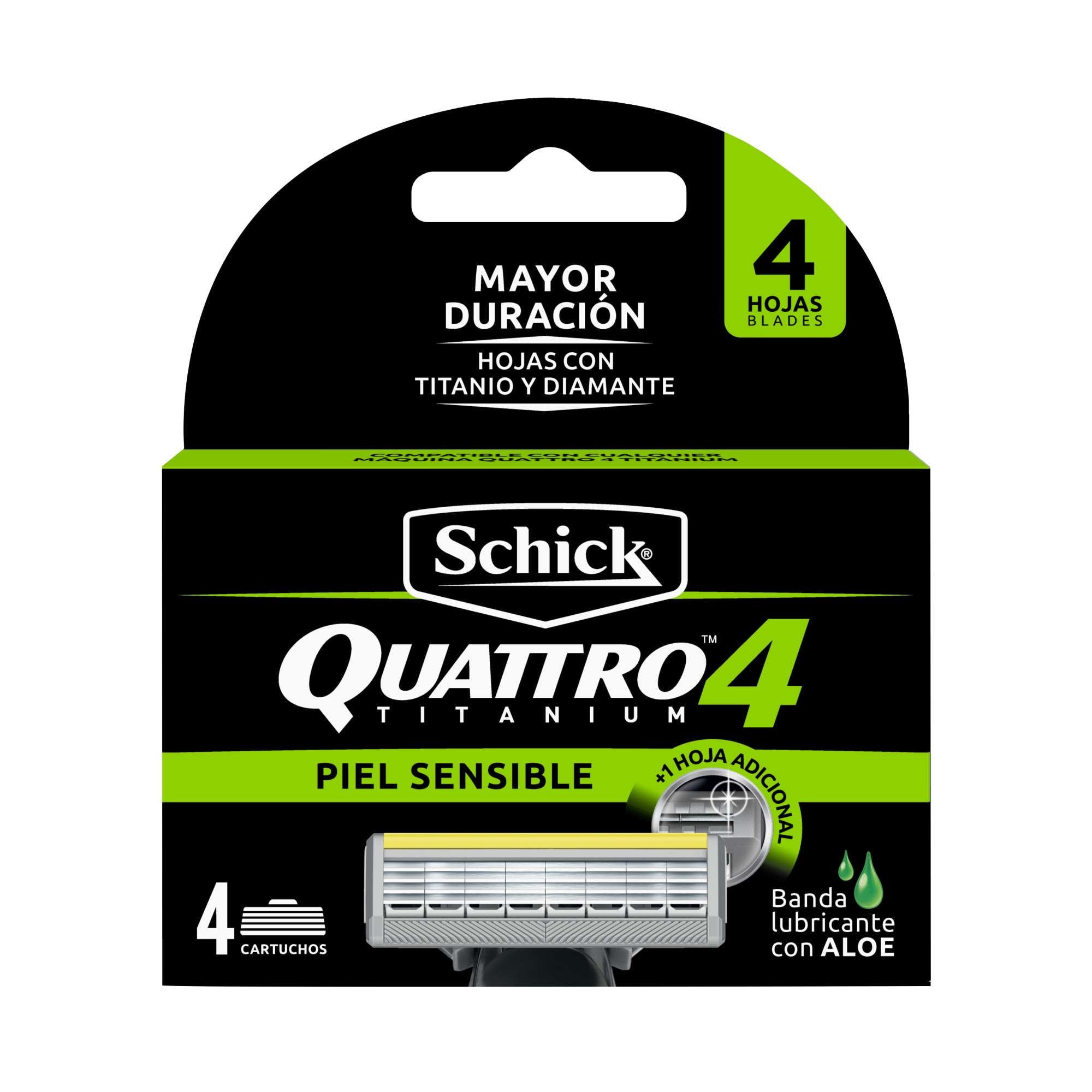 Repuesto Máquina De Afeitar Quattro Piel Sensible 4 Un Schick