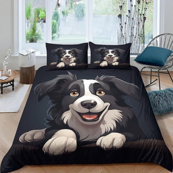 Funda Nórdica Border Collie Favorita De Los Adolescentes Juego De 3 Piezas Estampado 3d Funda Nórdica De Microfibra Suave De Una Sola Cara Juego De Ropa De Cama Con Funda De Almohada F