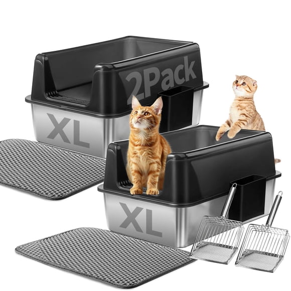 Arenero para gatos Marchul XL, set de 2, acero inoxidable