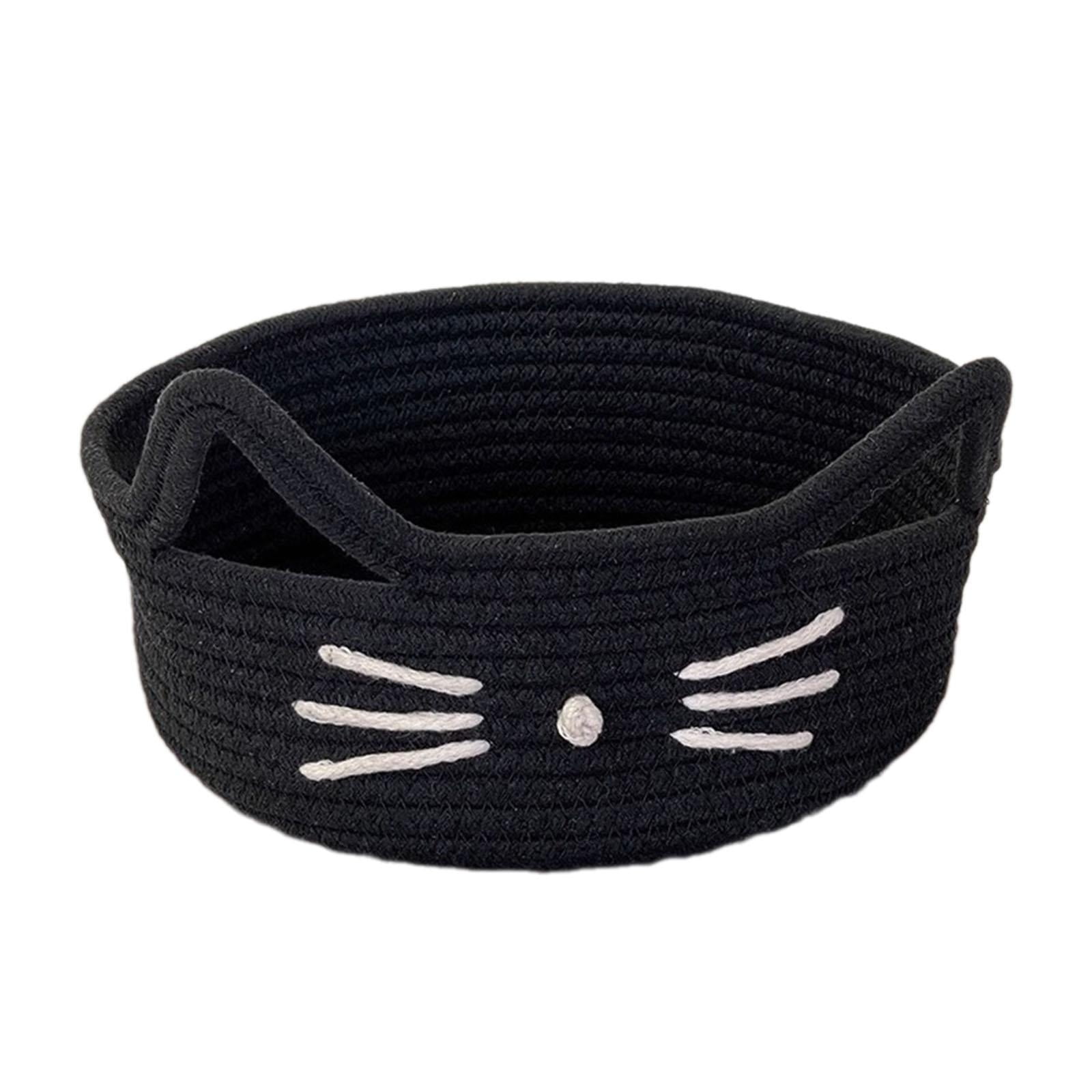 Bothyi - Cesta De Cuerda De Algodón Con Diseño De Gato De Dibujos Animados, Ligera, Para Salón De Hotel, Restaurante, Color Negro