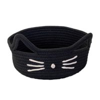 Bothyi - Cesta De Cuerda De Algodón Con Diseño De Gato De Dibujos Animados, Ligera, Para Salón De Hotel, Restaurante, Color Negro