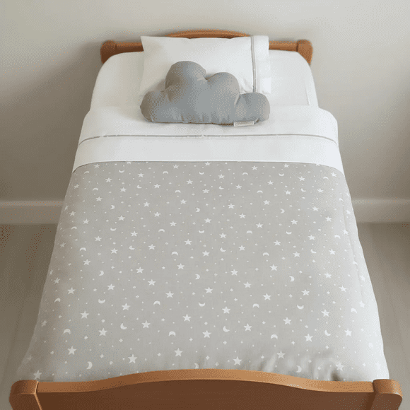 Set Cuna Colecho Gris Lunas y Estrellas 50x85 cms.