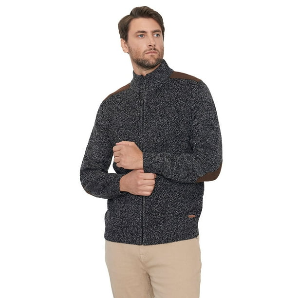 Tejido Hombre Full Zipper Suede Negro Corona