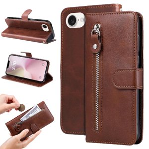 Gangxun - Funda Con Cremallera Para Iphone 16E, Carcasa Cartera De Cuero Pu Con Soporte Y Tarjetero