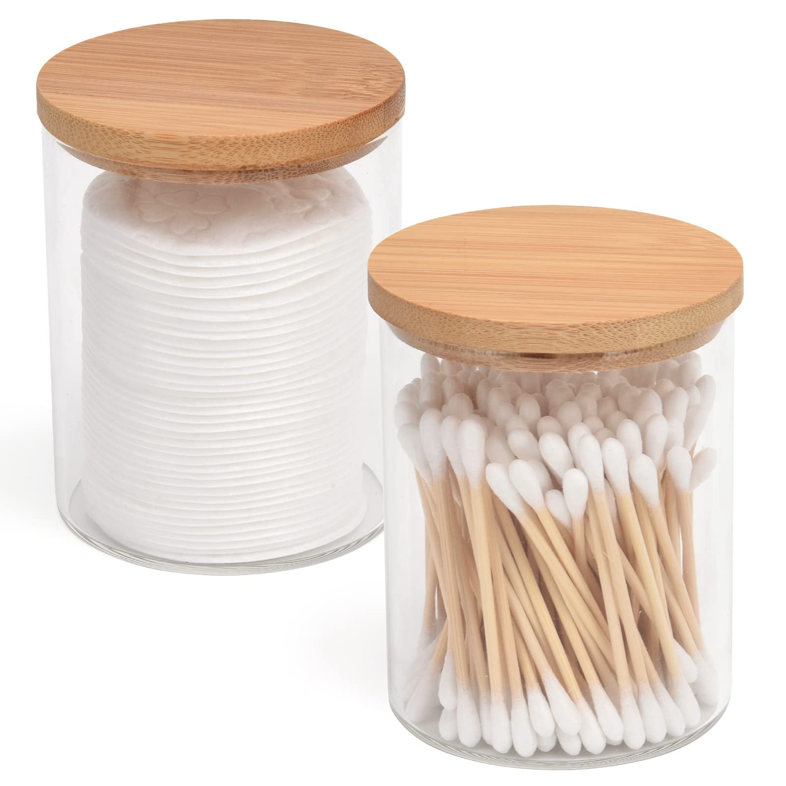 Juego Dispensador De Vidrio Con Soporte Qtip Bkyfpq, 2 Tarros De Boticario