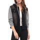 thumbnail image 1 of INSPIRE CHIC Chaqueta de Mujer de Mezclilla Lavada con Mangas en Contraste, Capucha con Cordón, Botones, Talla XL, Negro, 1 of 6