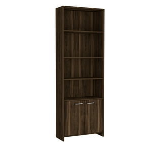 Fmfurniture - Librero 2 Puertas 5 Repisas Fm-017O Café Oscuro