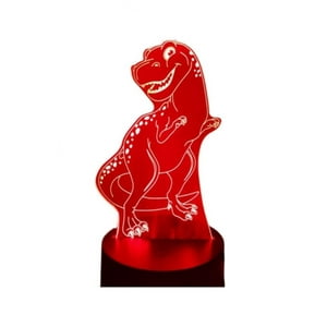 Lelumania - Lampara Ilusion 3D Dino Feliz De 7 Colores, Base Touch