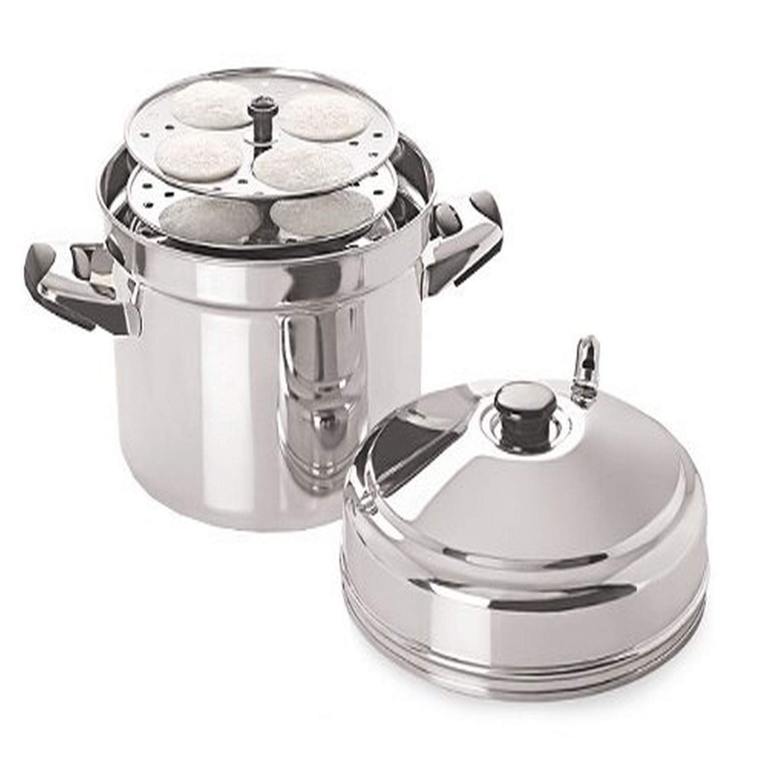 T Tabakh - Cocina Idli Tabakh Ic-206 De Acero Inoxidable Con 6 Estantes, 24 Idlis