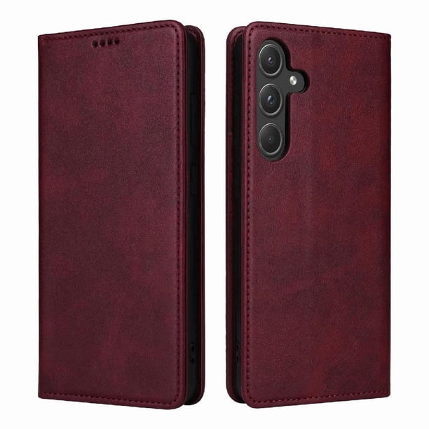 Funda Cartera para Samsung Galaxy A55 con Ranuras Tarjetas y Soporte - Protección Completa Rojo