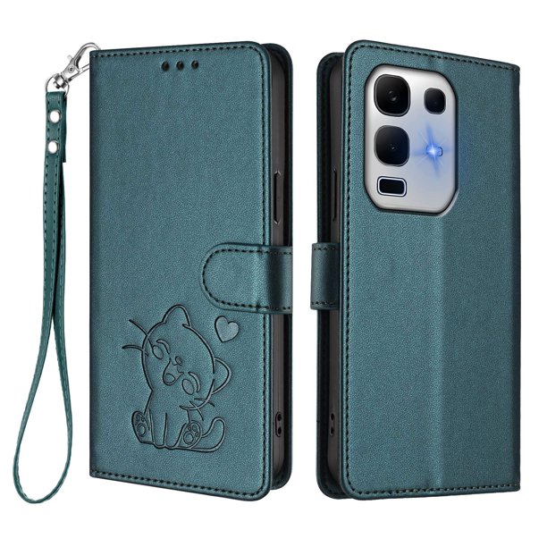 Funda Volteable tipo Billetera con Correa para Infinix Note 50X 5G, Verde Oscuro