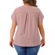 thumbnail image 3 of Agnes Orinda Blusas Casuales con Pliegues y Mangas de Pétalo para Mujer de Talla Grande, Cuello Redondo con Abertura, 4X Rosa, 3 of 6