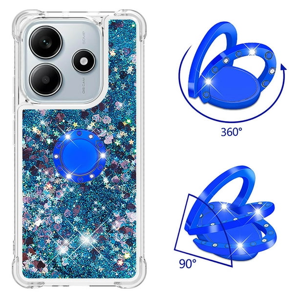 Funda Para Xiaomi Redmi Note 14 5g Con Brillo Líquido, Protección Completa Y Soporte De Anillo Giratorio