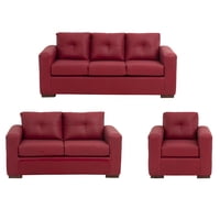 Muebles América - Living Franco 321 Cuero Auris Burdeo