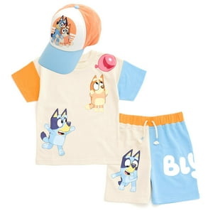 Camiseta Outfit Bluey Bingo Para Niños Pequeños, Gorra 2T