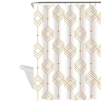 Decoexpress - Cortina De Baño 180X180 Impermeable + 12 Ganchos Geometrica Dorada