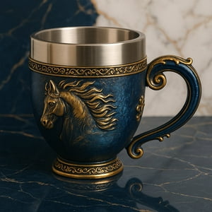 Decostilo - Tazon - Taza Termica De Acero Con Relieve De Caballo