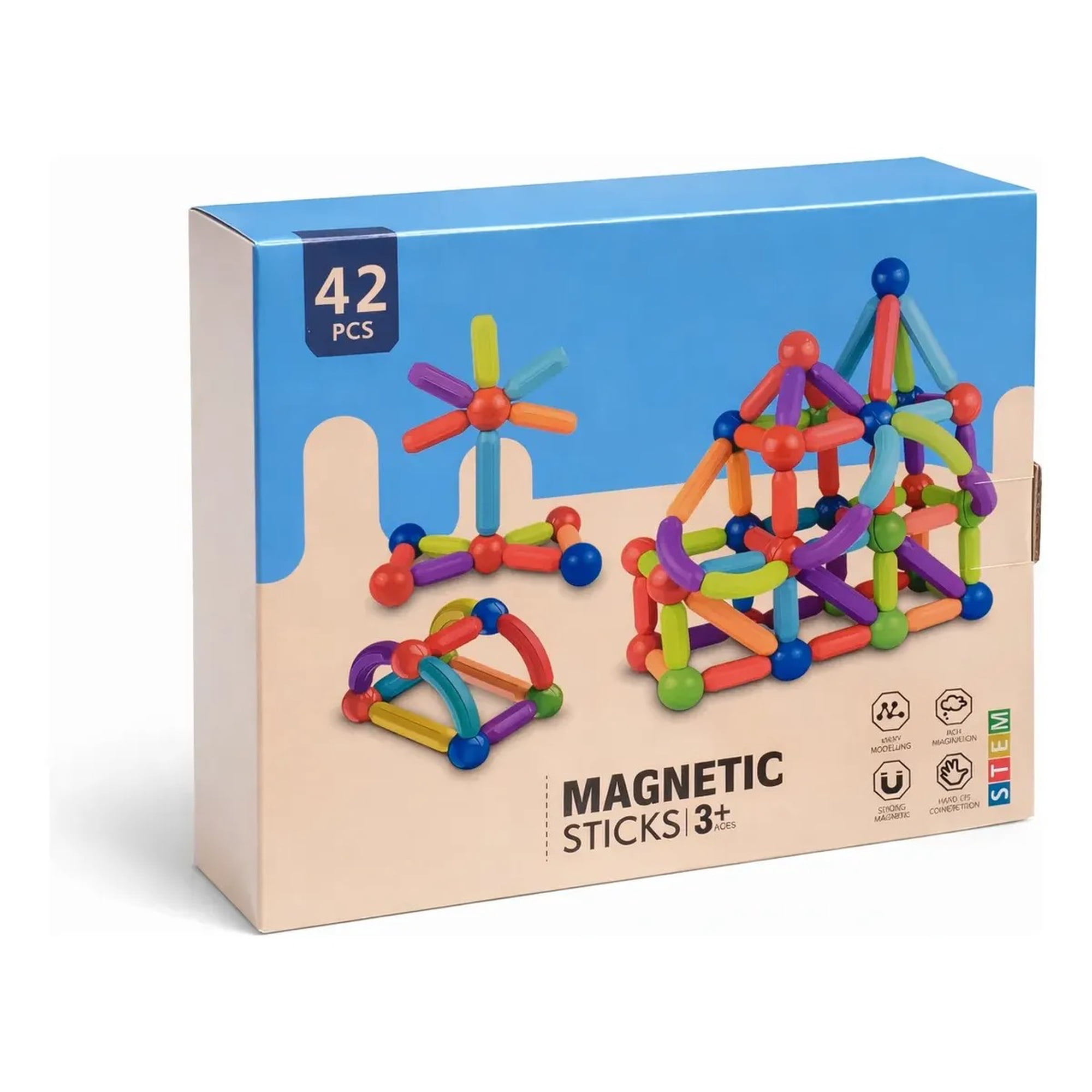 Hecaal - Bloques Magnéticos 42 Piezas Juego Educativo Creativo Niños