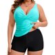 thumbnail image 1 of Agnes Orinda Traje de Baño de Dos Piezas para Mujer Tallas Grandes Conjunto Tankini Pantalones Cortos de Tabla de Cintura Alta Control de Abdomen Traje de Baño Push Up L Verde Menta, 1 of 8