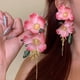 thumbnail image 1 of Pink Tassel Dangle Earrings for Women, Chinese Style Spring Summer Jewelry, 1 of 2