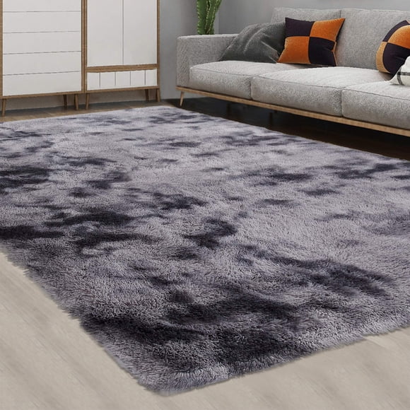 Alfombra CAROMIO grande de felpa gruesa, 10 x 13 cm, color gris oscuro
