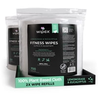 Wipex - Dispensador De Toallitas De Gimnasio De Recarga A Base De Plantas, 1400 Unidades