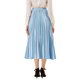 thumbnail image 3 of Falda de fiesta plisada midi con cintura elástica metálica para mujer de NOMADIC NOOK L Azul, 3 of 7