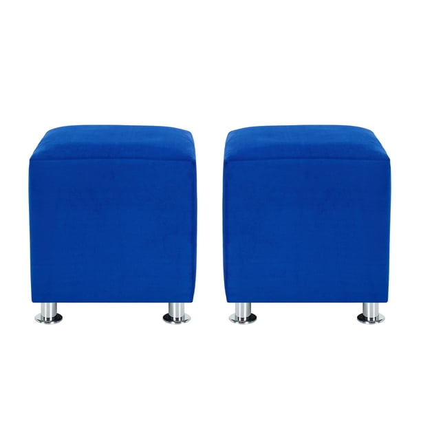 Set Pouf Cali 1c Felpa 12 Azul Rey