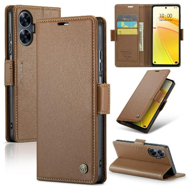 CaseMe tipo cartera Realme C55 con cierre magnético, RFID, tarjetero, soporte, carga inalámbrica