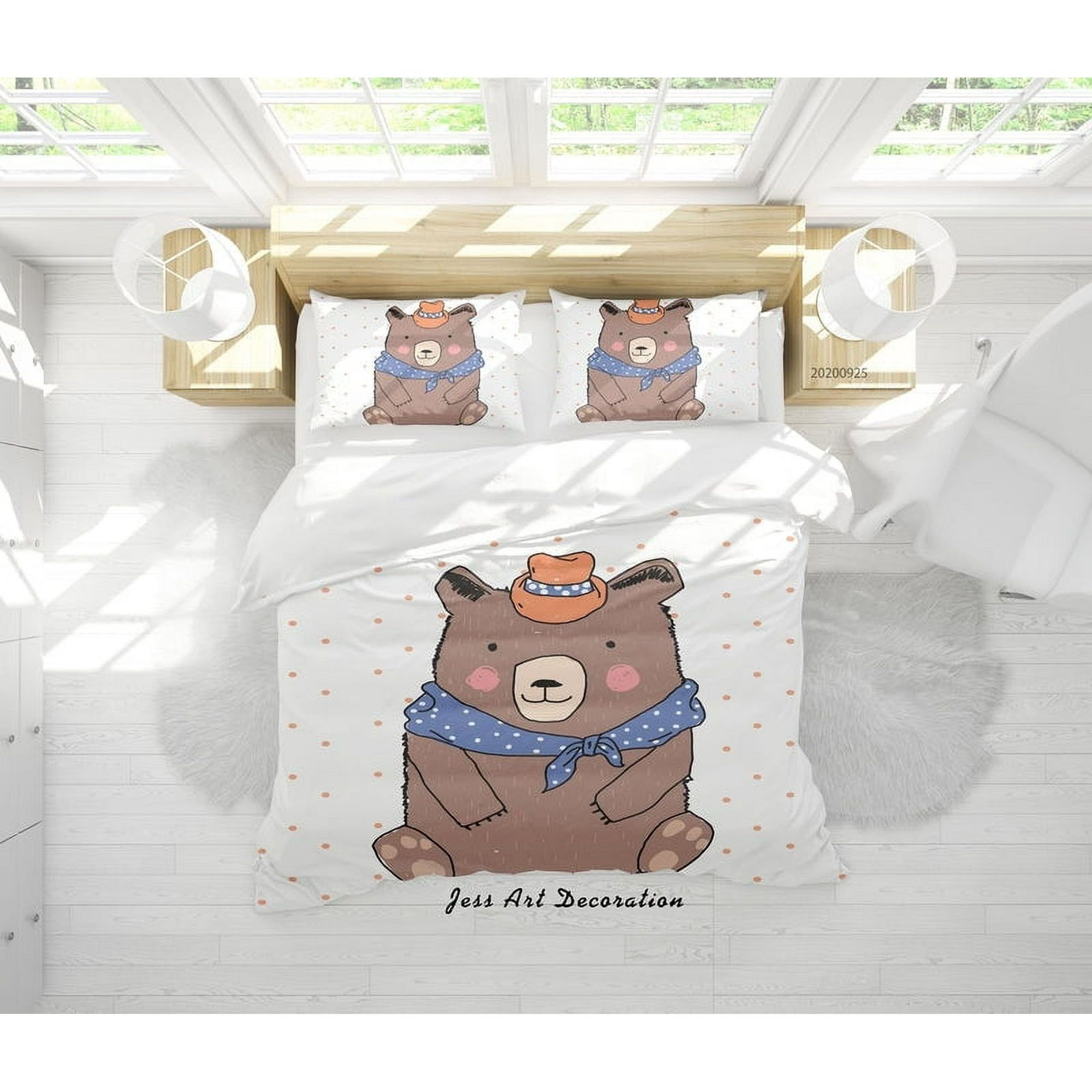 Milsleep - 3d Dibujos Animados De Animales Oso Patrón Funda De Edredón Set De Ropa De Cama Set Funda Nórdica